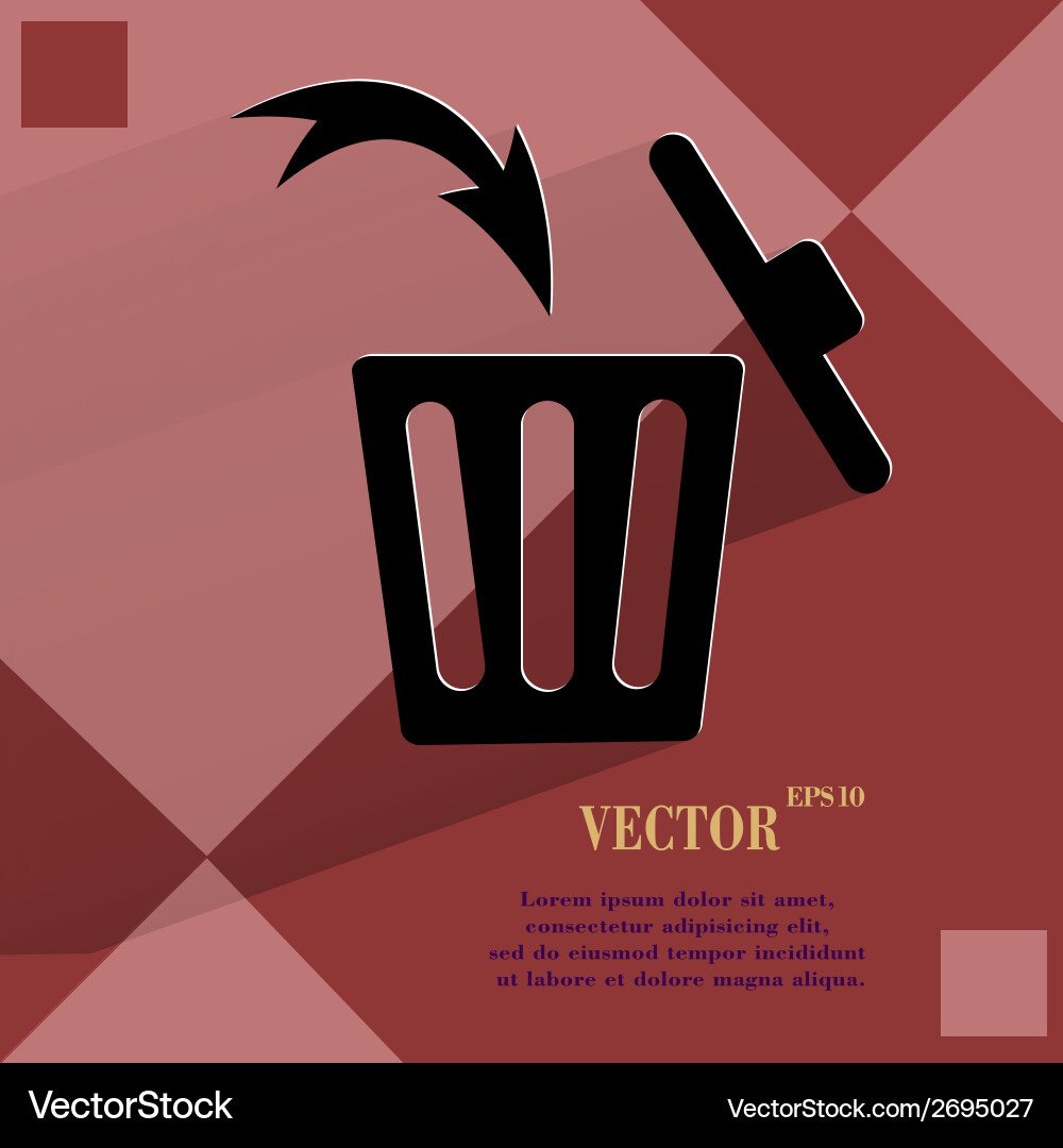 Trash bin flat modern web button Vector Image