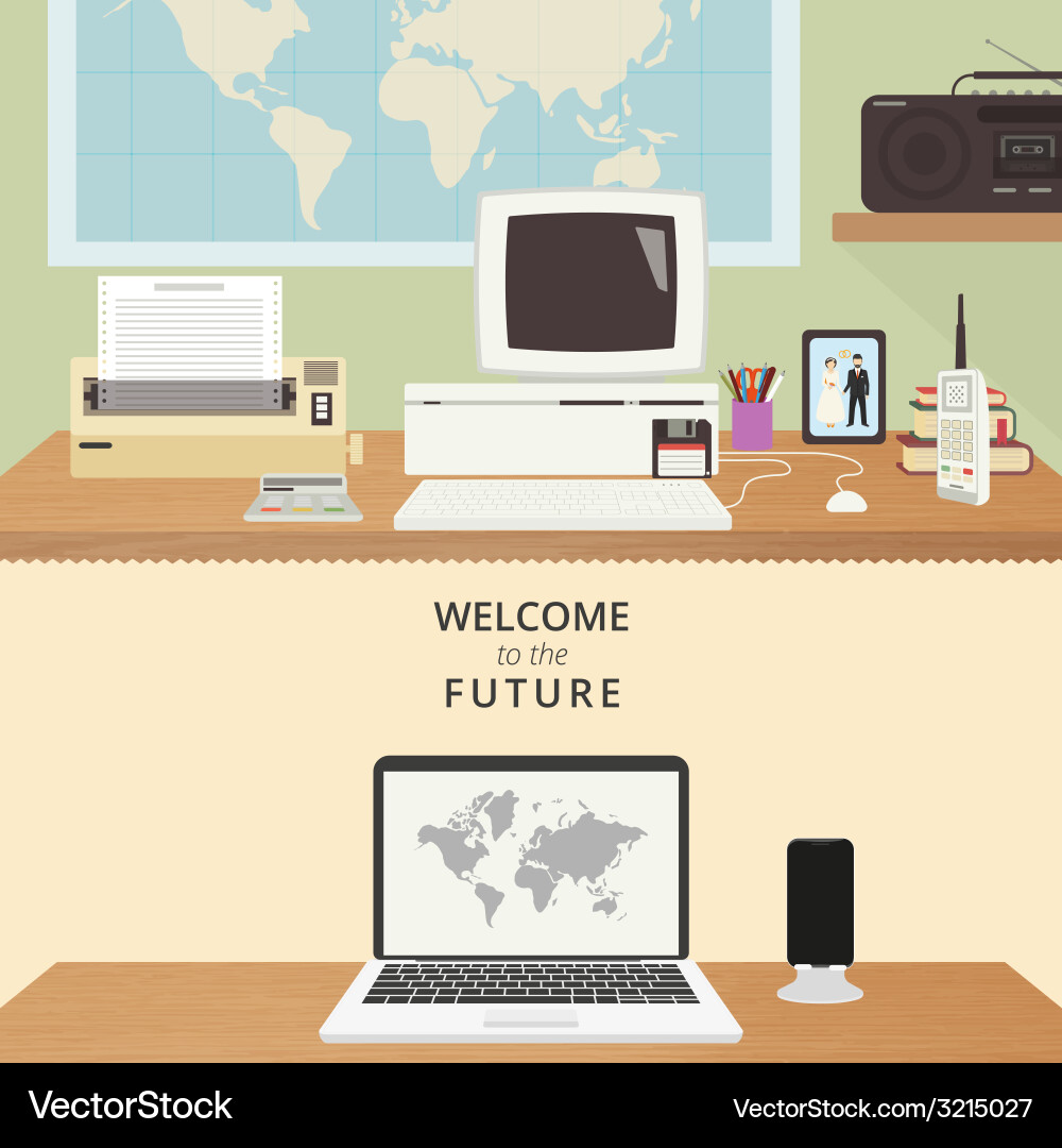 Two Rooms with Computers vector image