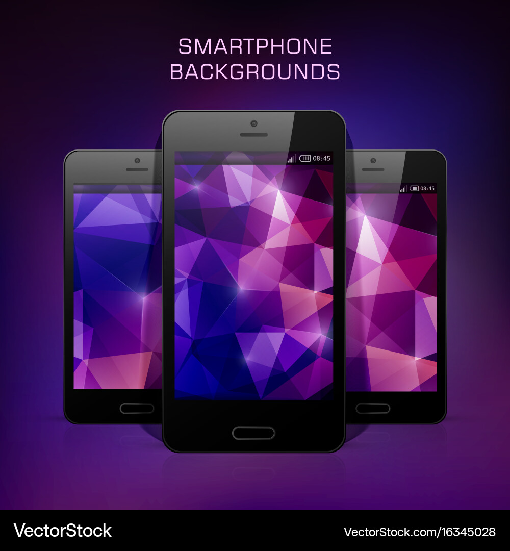 Black mobile phone with triangular background vector image