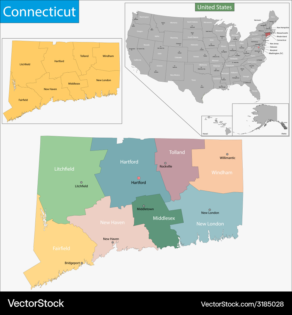 Connecticut State Map vector image