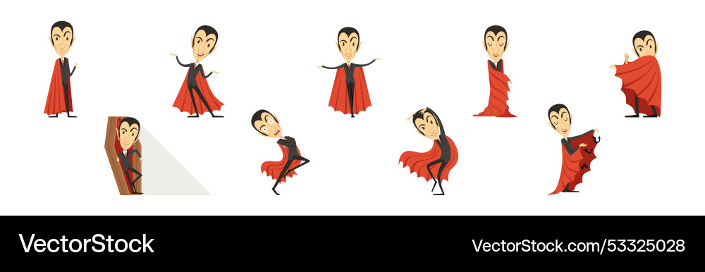 Count dracula character with fangs wearing red Count dracula character with fangs wearing red vector image