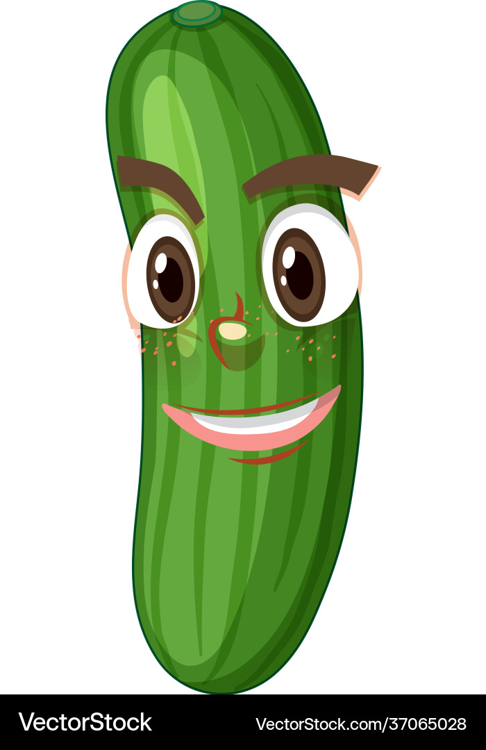 Cucumber cartoon character with facial expression Vector Image