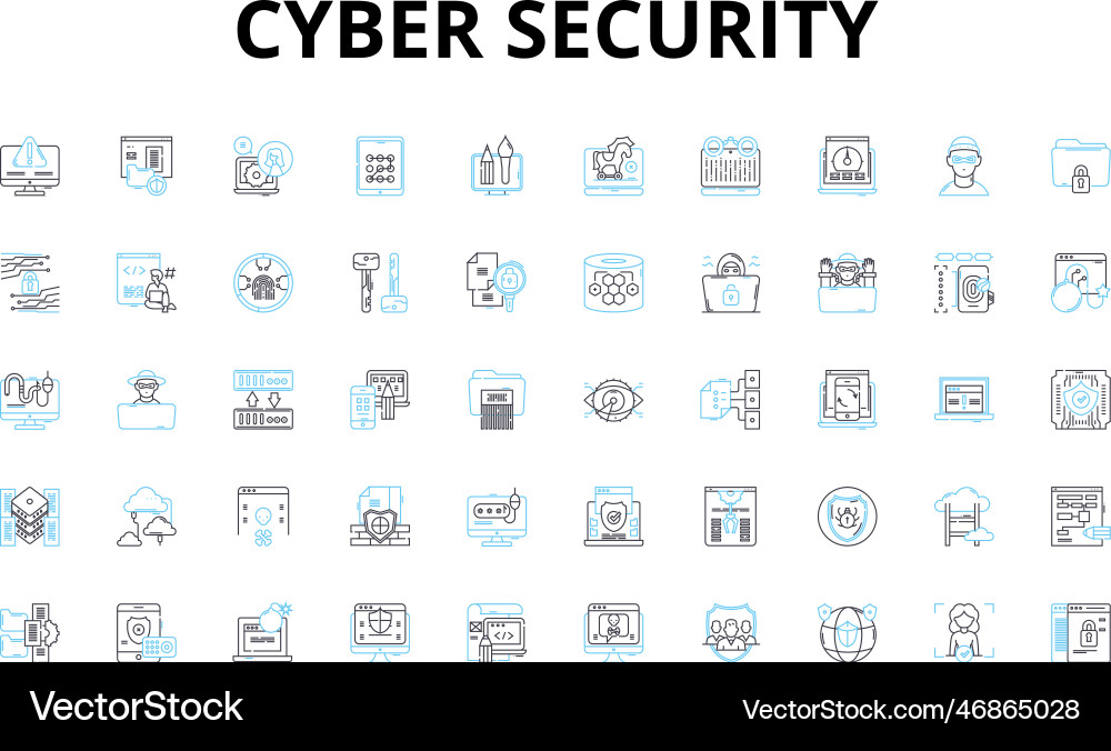 Cyber security linear icons set encryption – Royalty-Free Vector ...