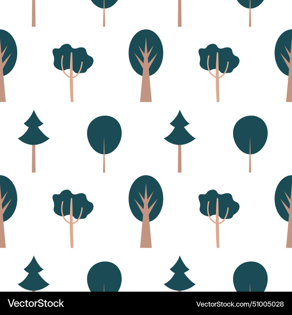 Flat forest with trees seamless pattern Vector Image