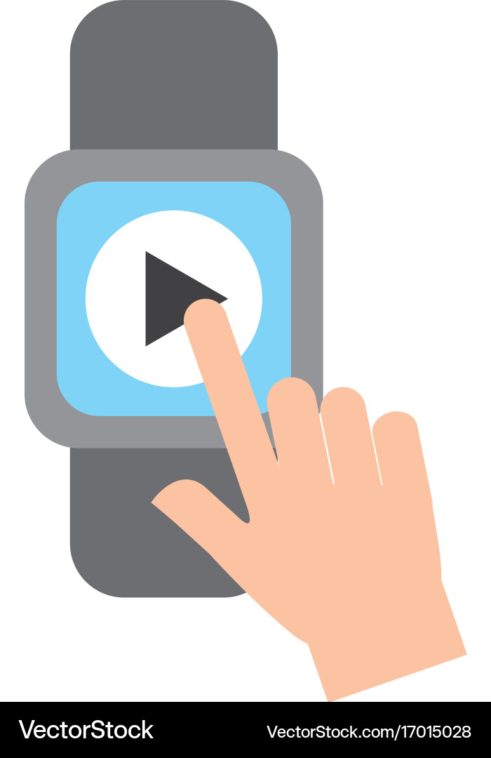 Hand user smartwatch with media player isolated Vector Image