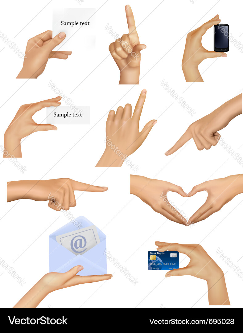 Hands with Business Objects Vector Image