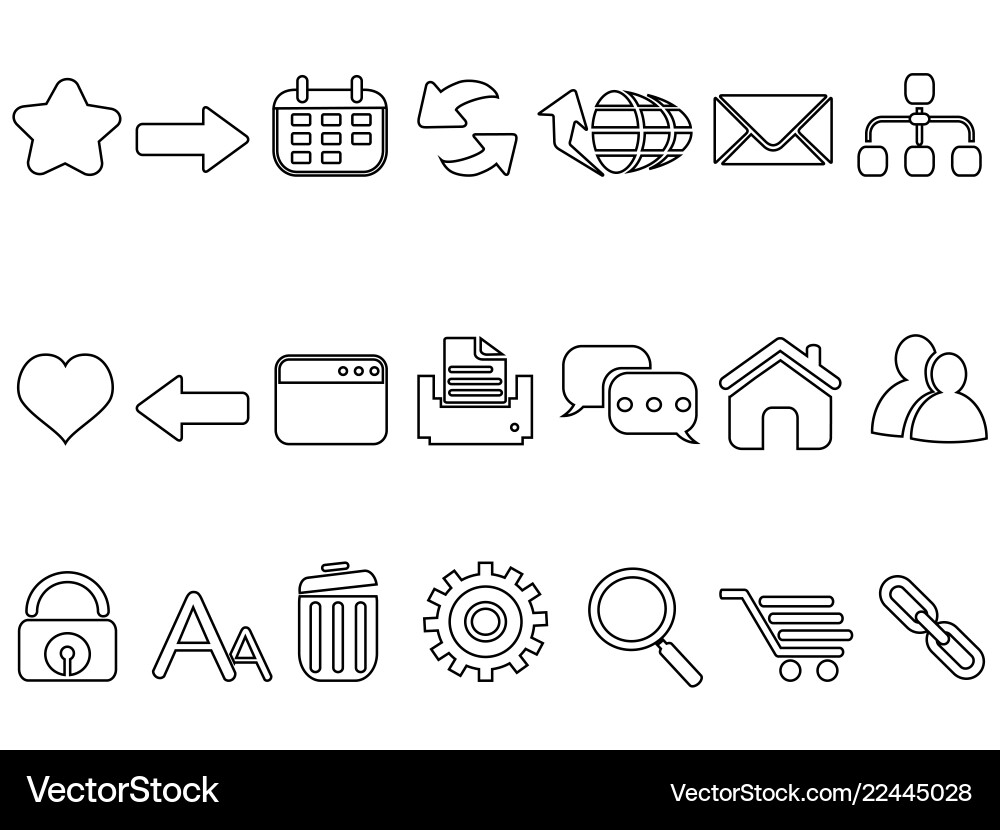 Linear flat web mobile interface app outline Linear flat web mobile interface app outline vector image