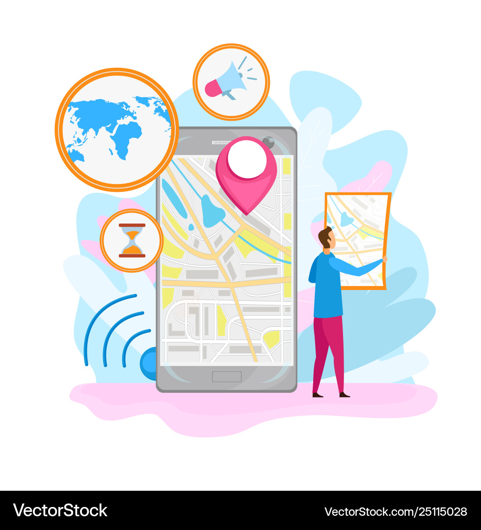 Navigation application flat Navigation application flat vector image
