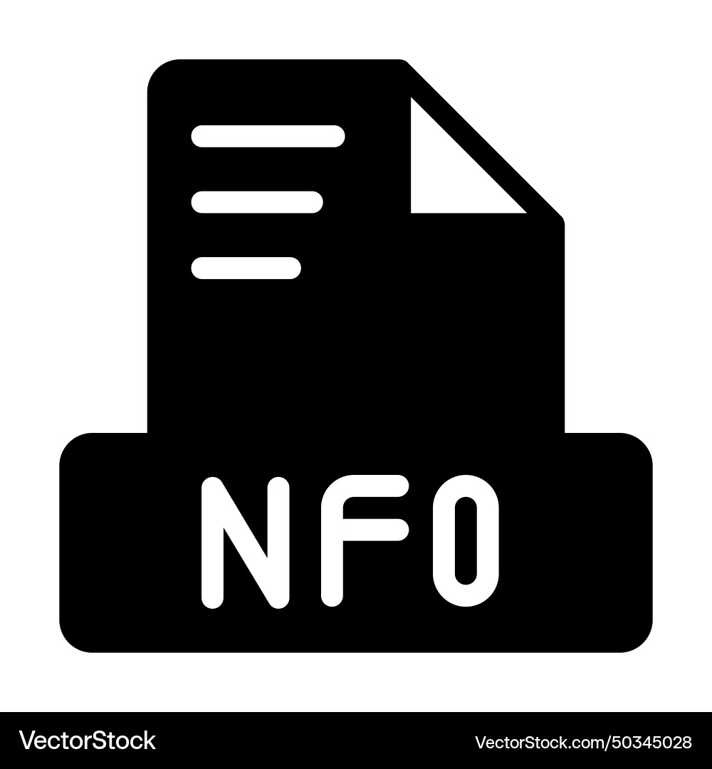 Nfo file icon solid style simple design document Nfo file icon solid style simple design document vector image
