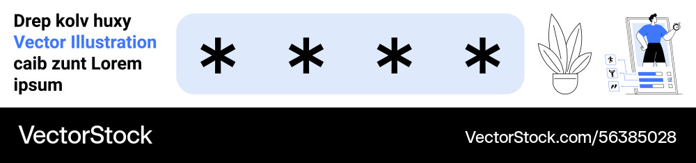Password input field with asterisks plant in pot Password input field with asterisks plant in pot vector image