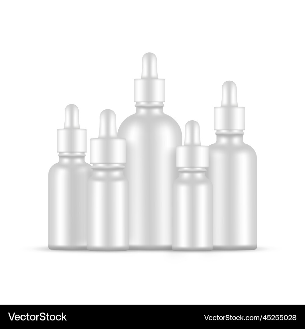 Set of dropper bottles mockup various sizes vector image