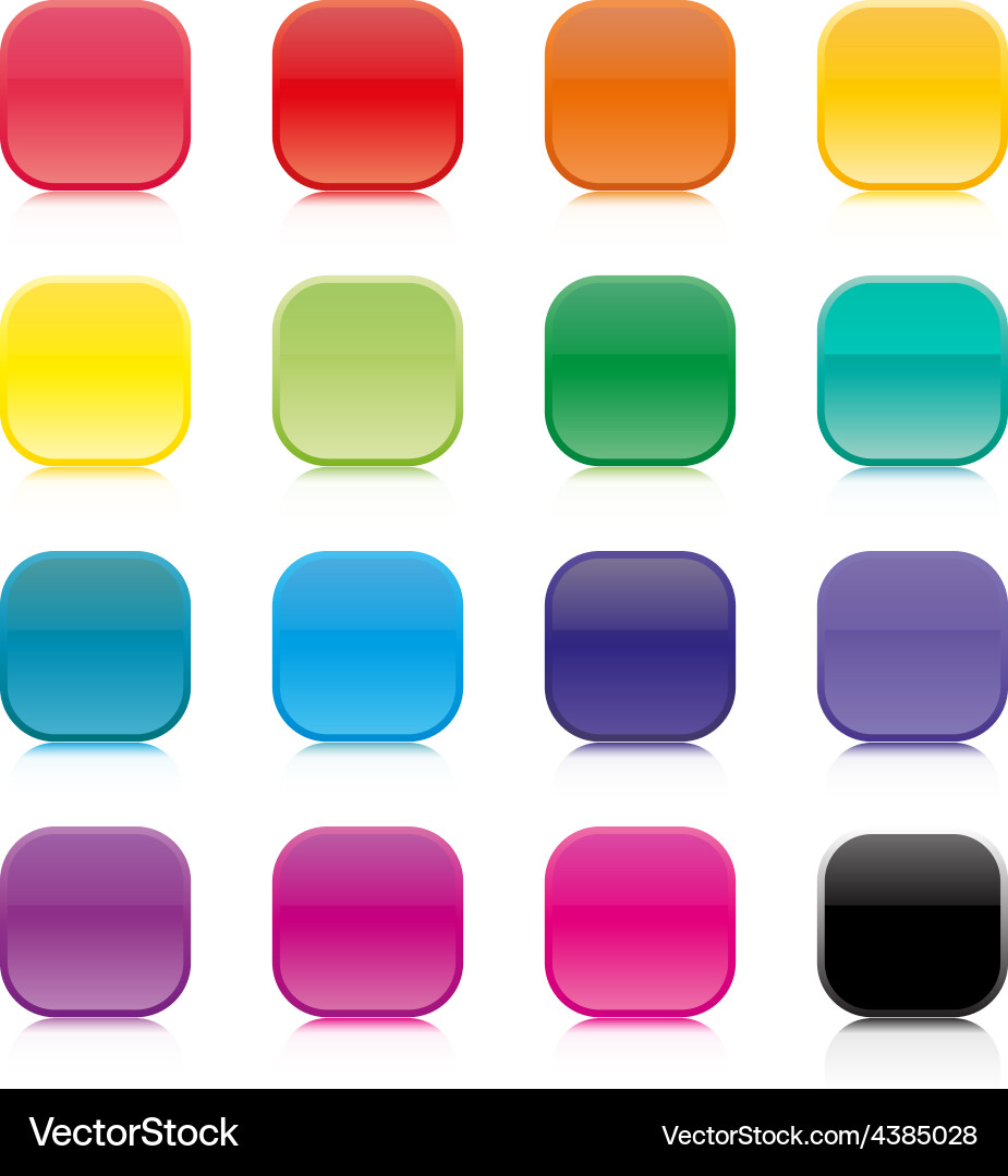 Set of multicolored square buttons vector image