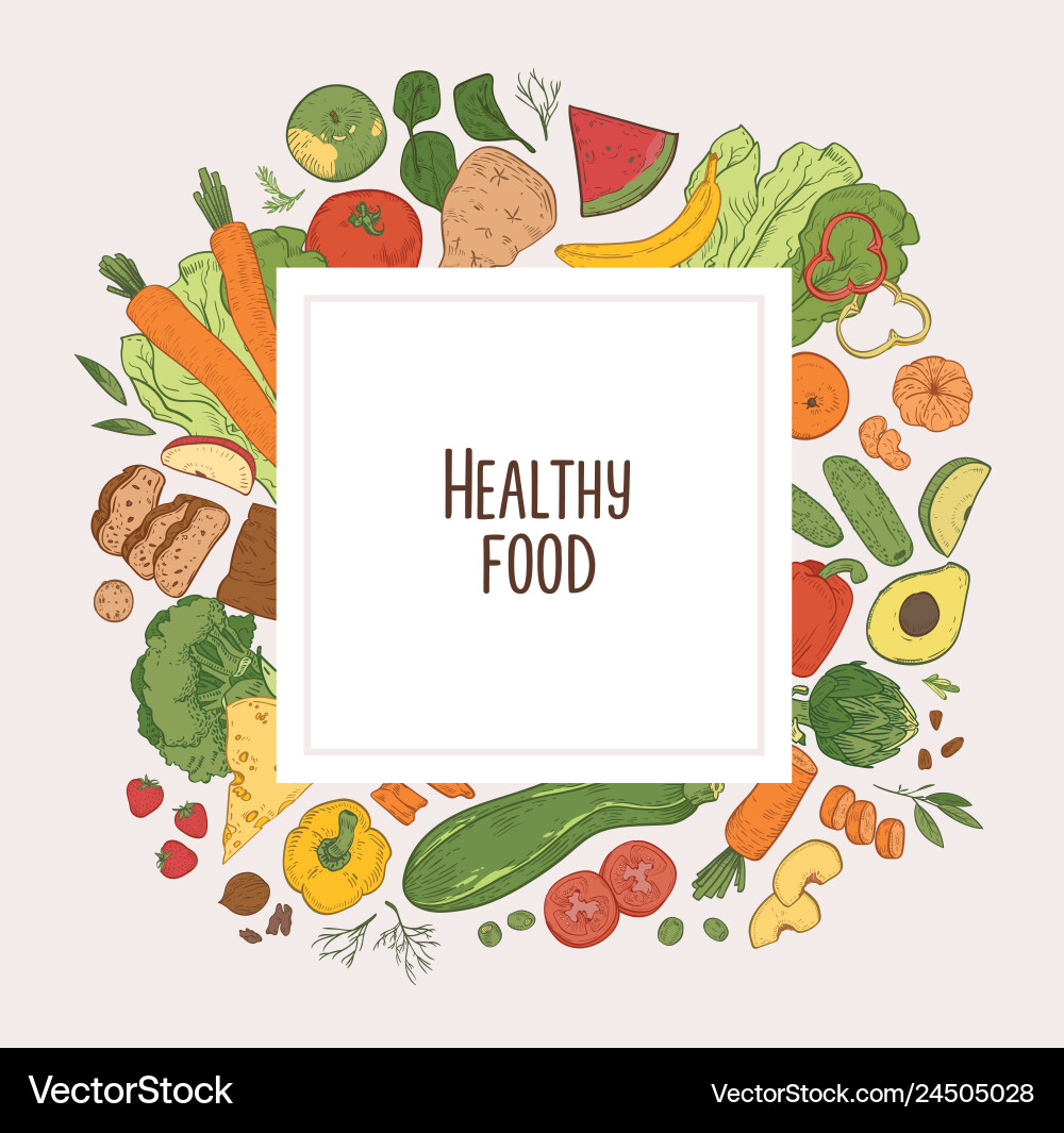 Square backdrop with frame consisted of fresh Vector Image