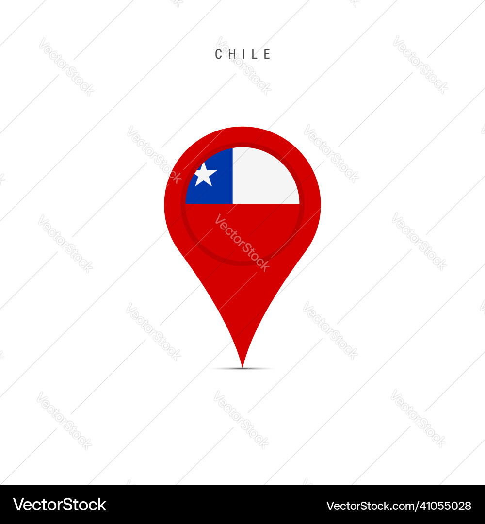 Teardrop map marker with flag of chile flat Teardrop map marker with flag of chile flat vector image