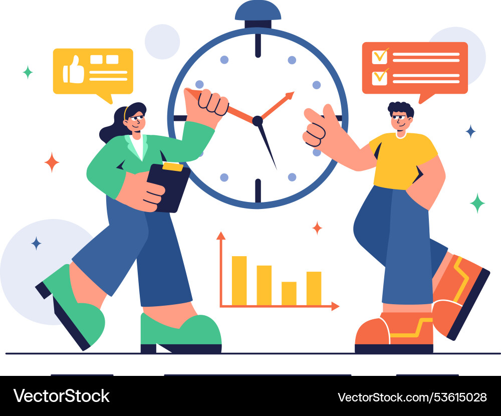Time management with clock settings task planning Time management with clock settings task planning vector image