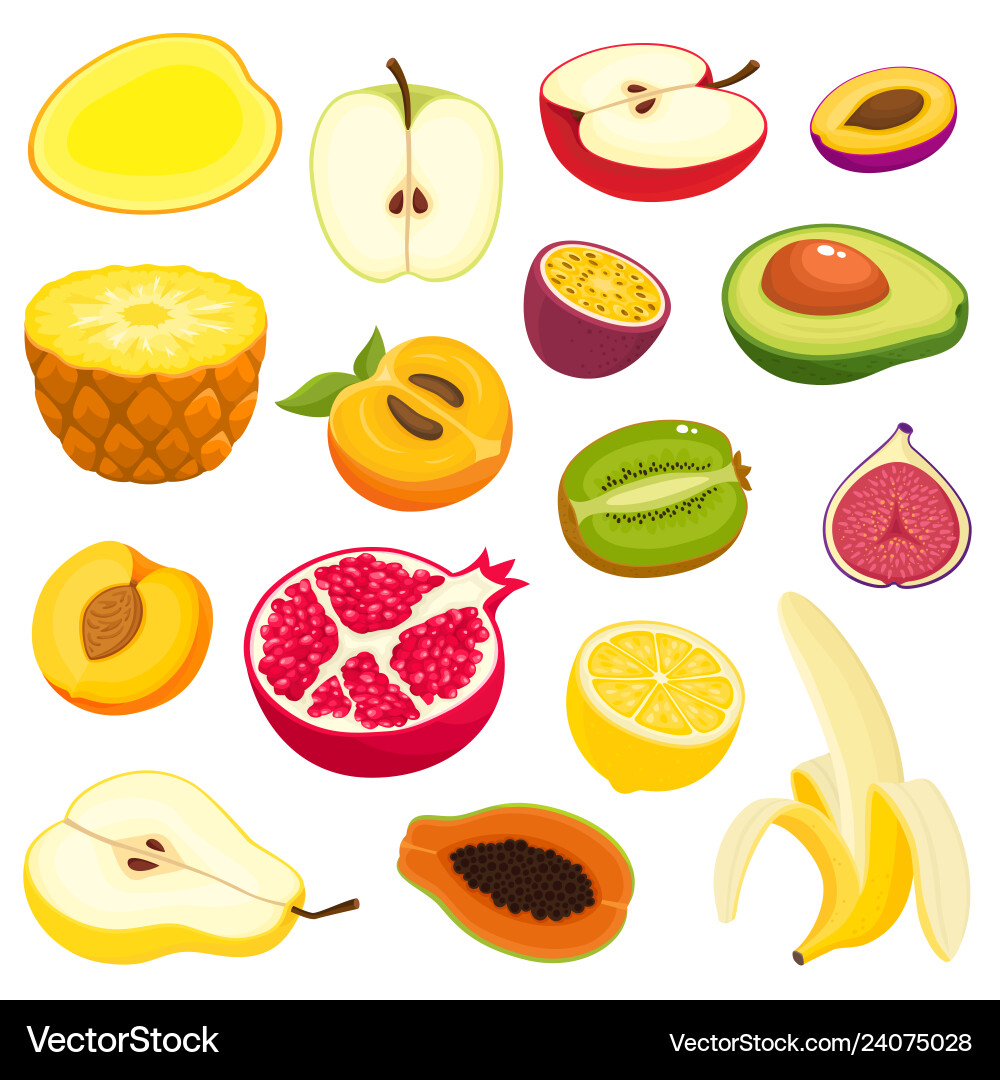 Vibrant Cartoon Fruit Set Vector Image