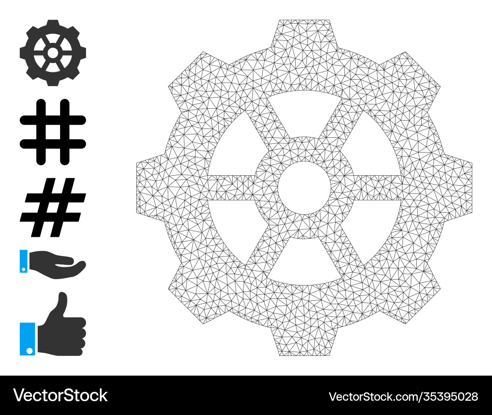 Web net gear icon with simple pictograms Web net gear icon with simple pictograms vector image