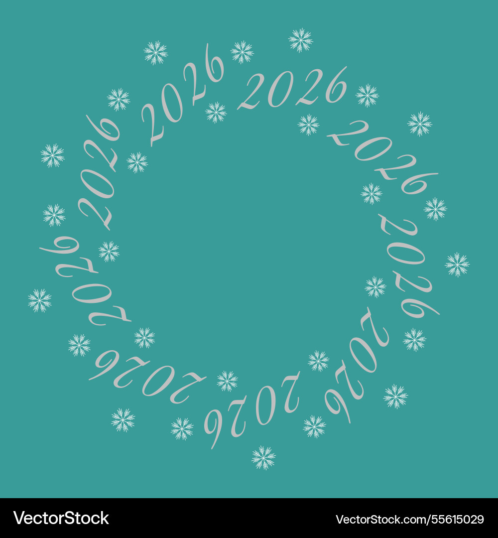 2026 text and snowflakes circular frame border new vector image