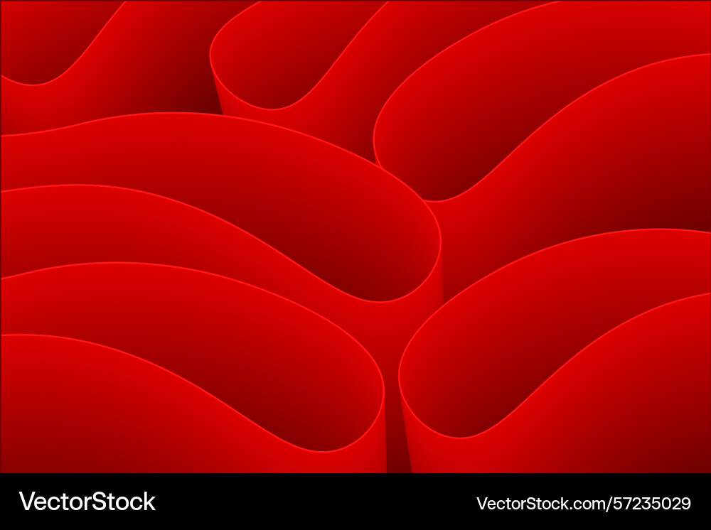 Abstract red wave shapes creating a flowing ribbon vector image