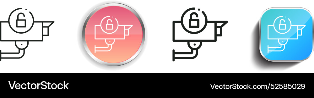 Cctv camera icon thin linear regular and button vector image
