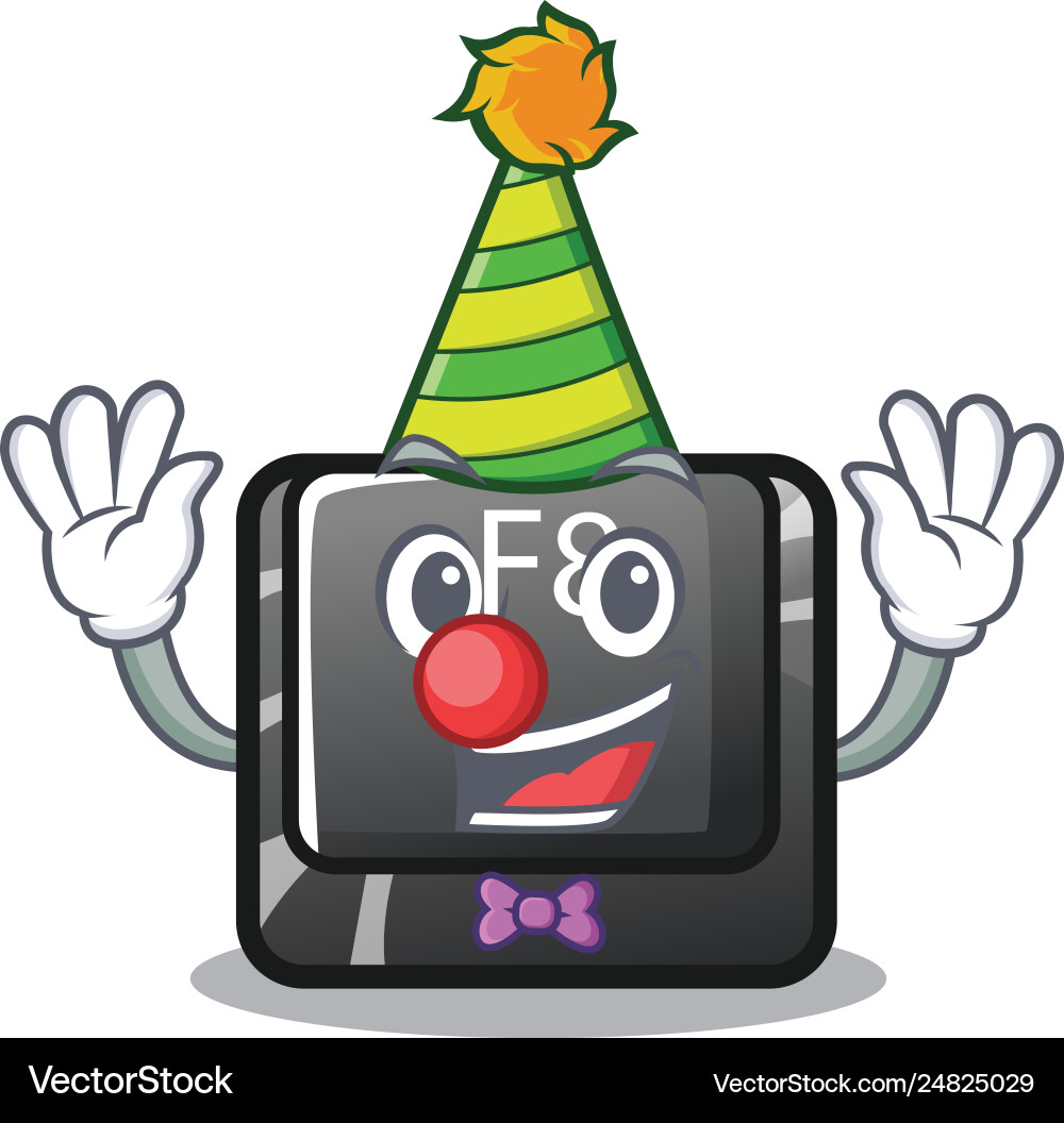 Clown f8 button displayed on cartoon keyboard vector image