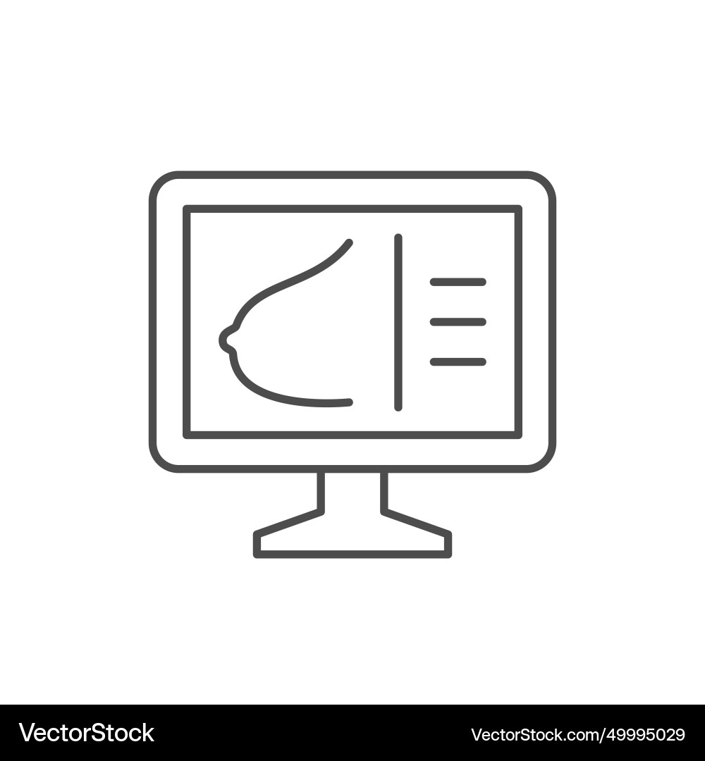 Computer mammography line outline icon vector image