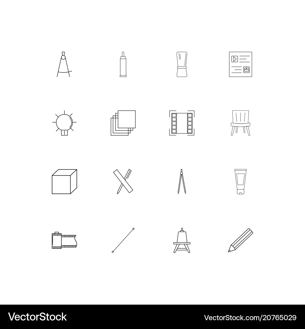 Creative process and design linear thin icons set vector image