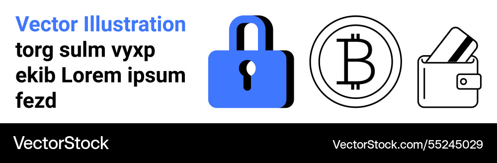 Cybersecurity and crypto wallet icons with secure Cybersecurity and crypto wallet icons with secure Vector Image