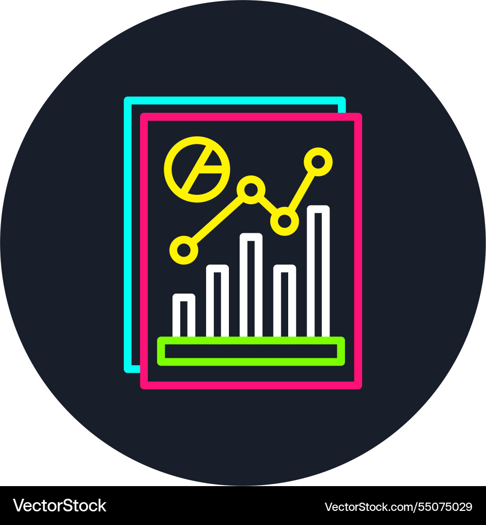 Data analyst line multi color icon Vector Image