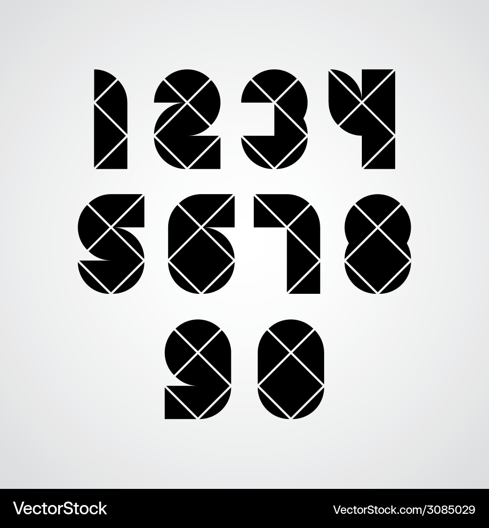 Digital style simple geometric numbers made Vector Image