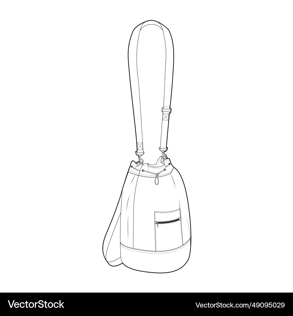 Drawstring cross-body bag with oversized shape Vector Image