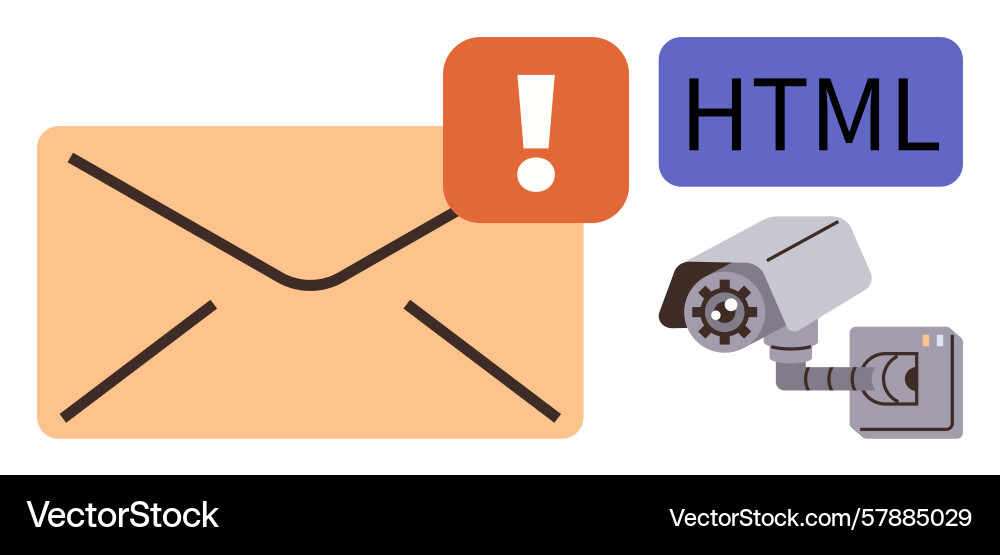 Email alert with security camera and html vector image