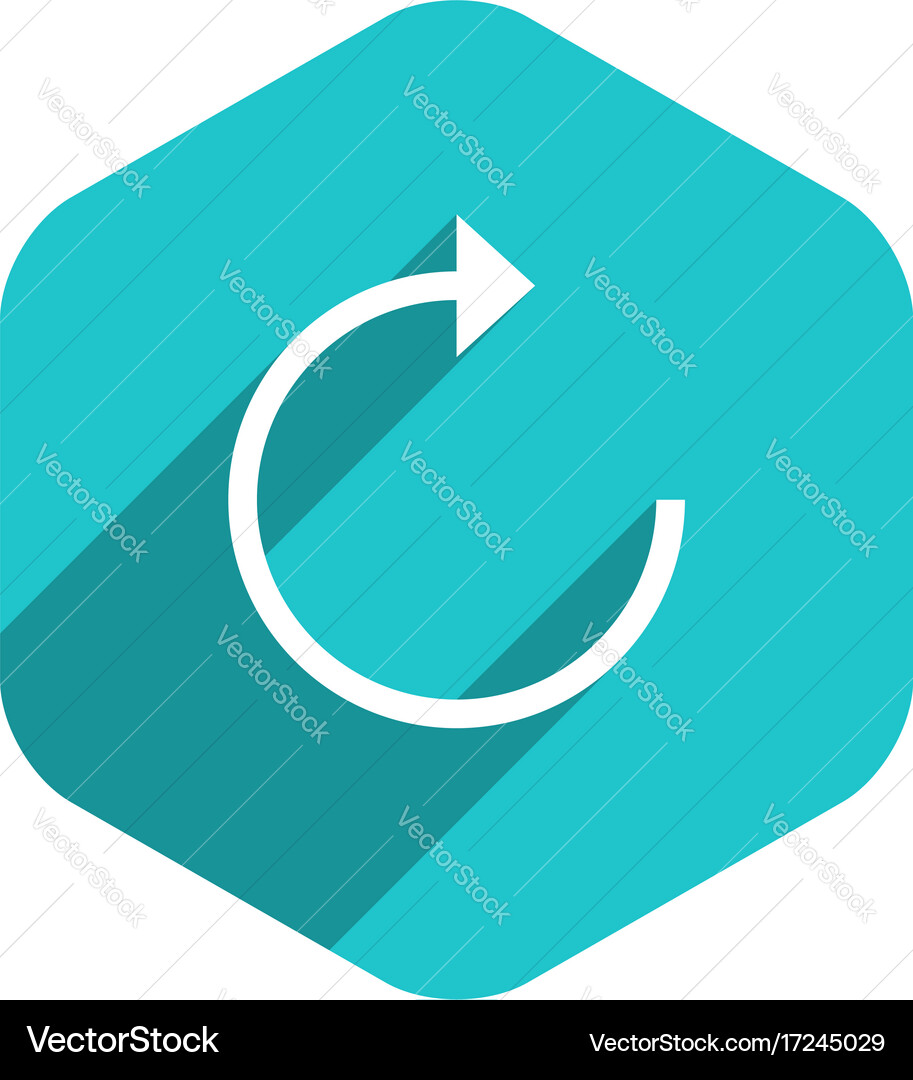 Flat arrow sign reset icon hexagon button vector image
