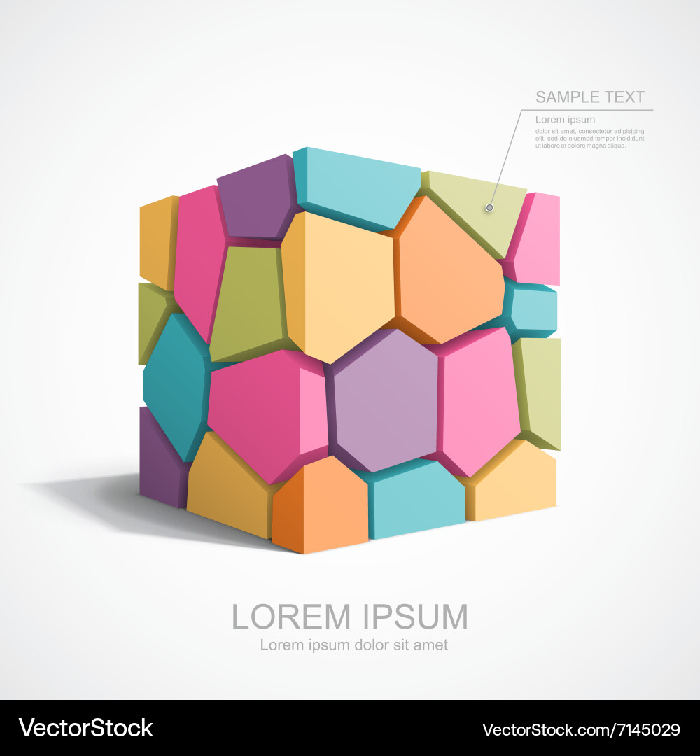 Fractured Cube - Dynamic Breakdown Vector Image