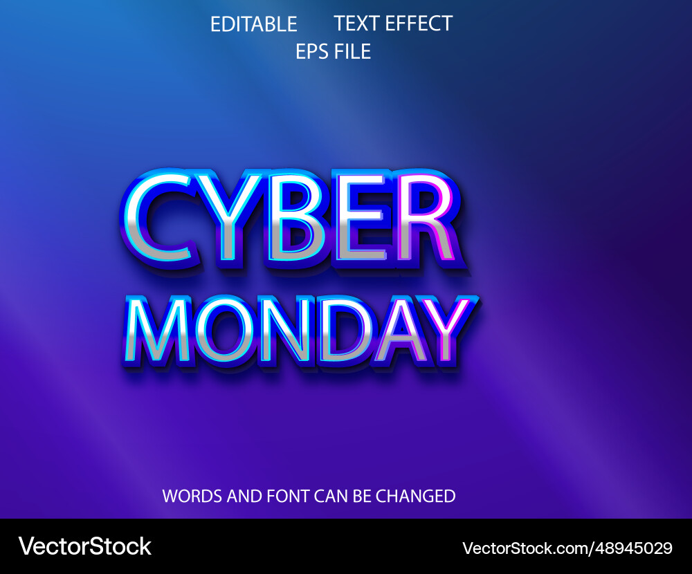 Light text effect cyber monday font editable Light text effect cyber monday font editable vector image