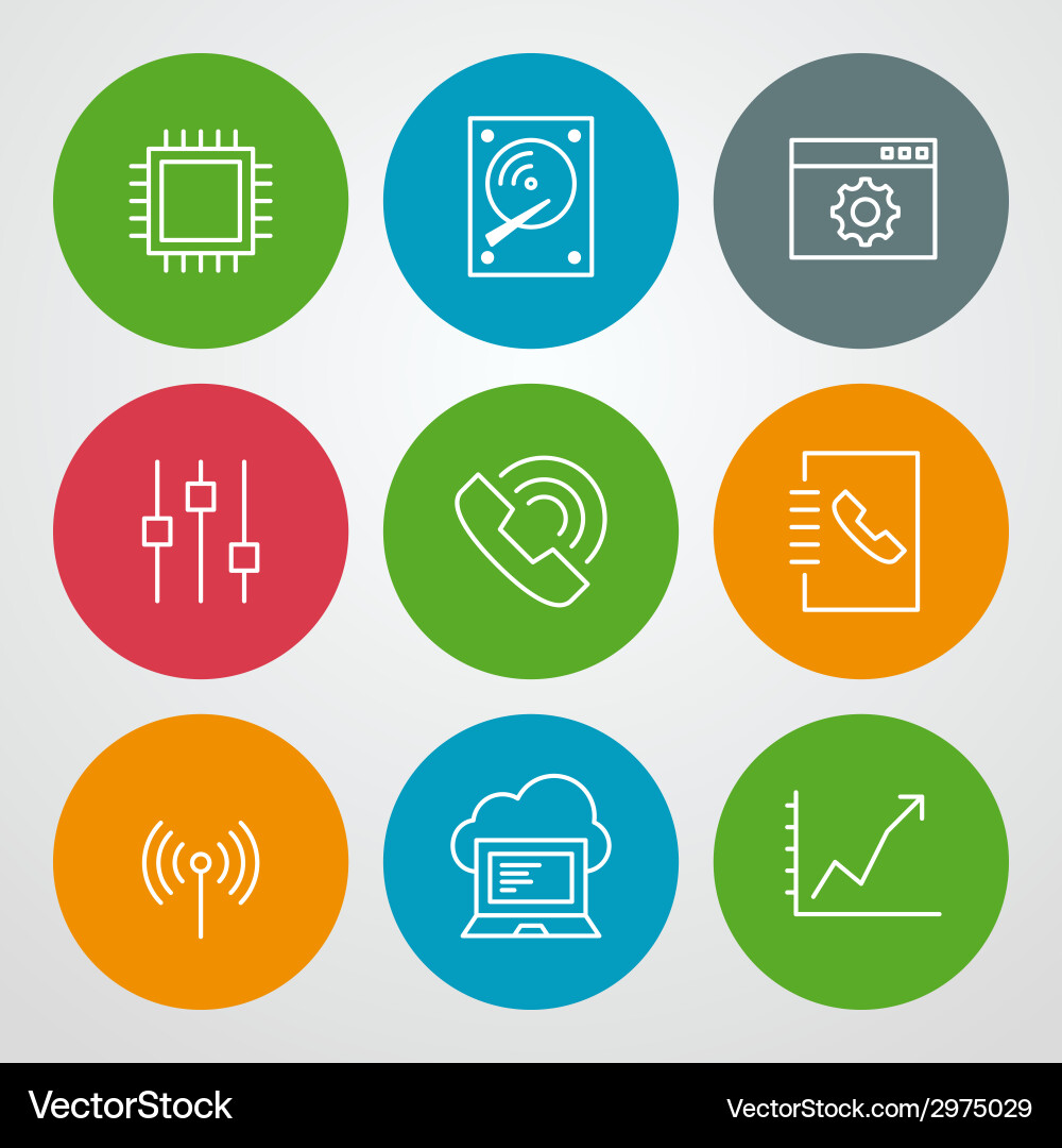 Line icons set for web site design and mobile apps vector image