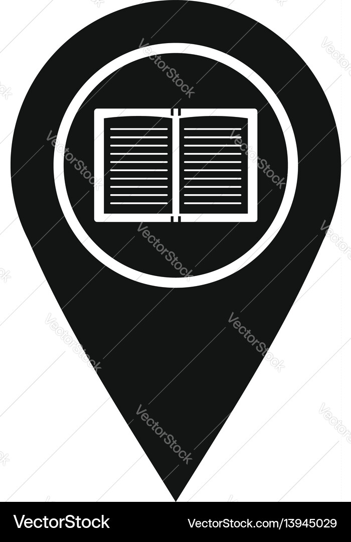 Map pointer with book icon simple style vector image