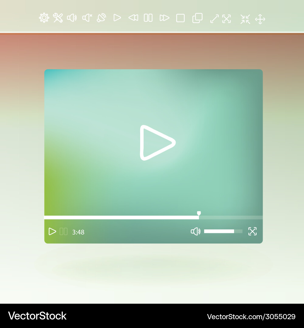 Minimal Video Player UI Vector Image