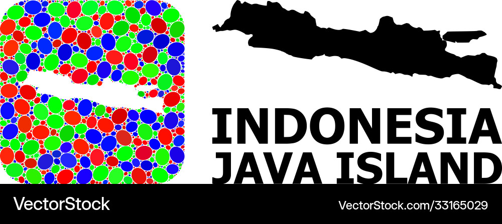 Mosaic stencil and solid map java island Vector Image
