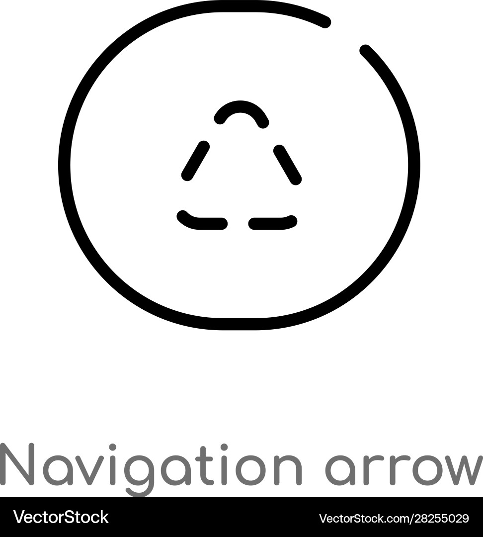 Outline navigation arrow with broken line icon vector image