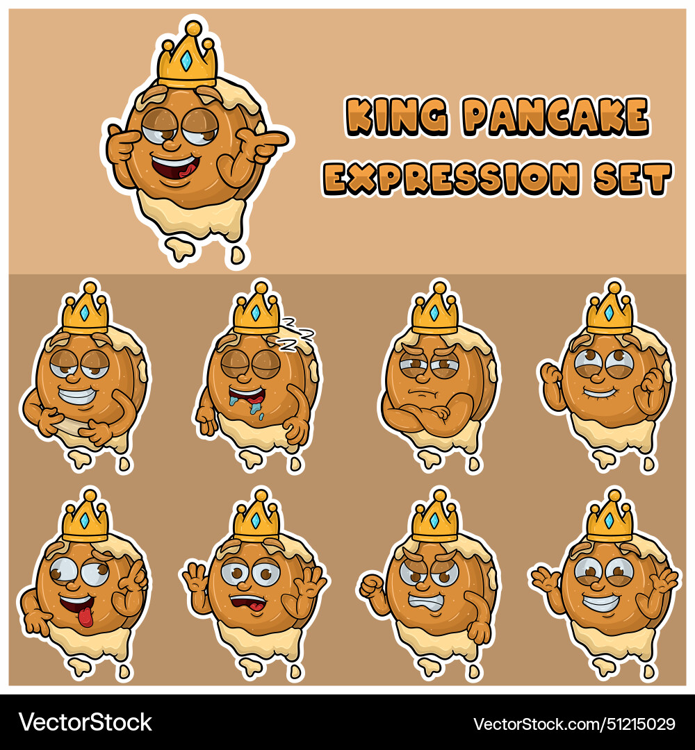 Pancake expression set mascot cartoon character Vector Image