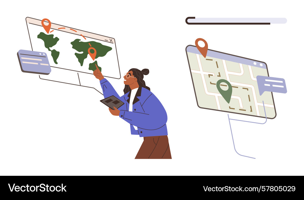 Person using digital maps for navigation Person using digital maps for navigation vector image