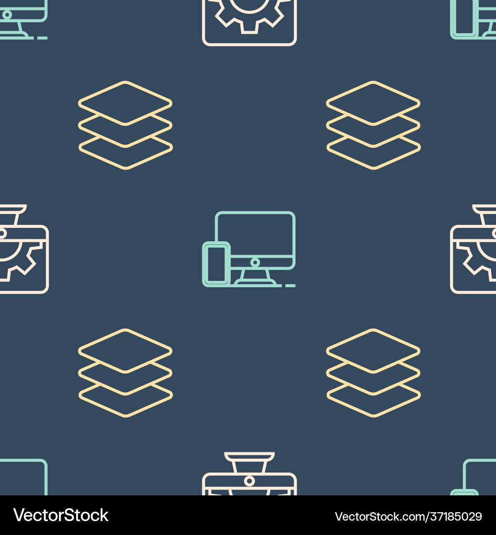 Set line web development layers and monitor Set line web development layers and monitor vector image