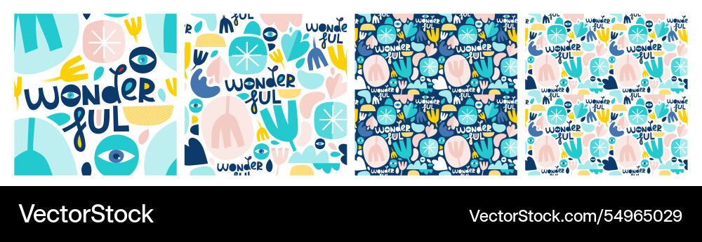 Wonderful day abstract psychedelic pattern set Vector Image