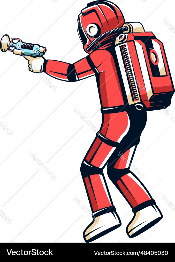 Cosmonaut in a red spacesuit floating Cosmonaut in a red spacesuit floating vector image