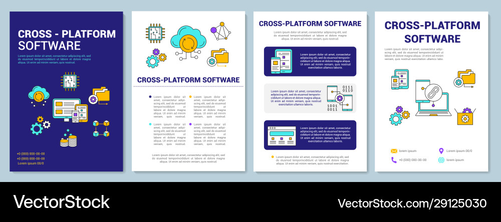 Cross platform software brochure template layout Cross platform software brochure template layout vector image