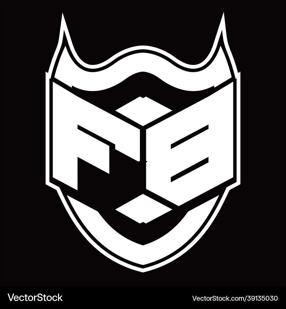 Fb logo monogram design isolated with shield Vector Image
