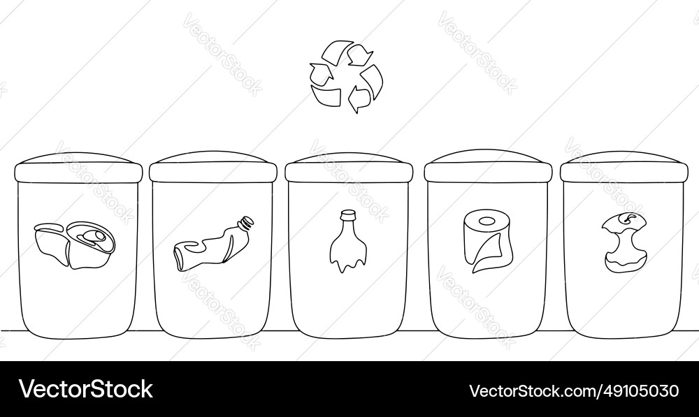 Garbage sorting one line Garbage sorting one line vector image