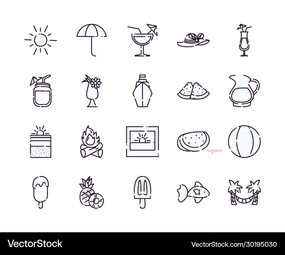 Isolated summer line style icon set design Isolated summer line style icon set design vector image