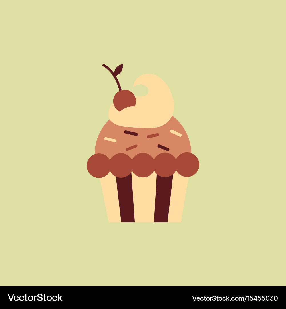 Köstliche Kirsch Cupcake Icon Vektorbild
